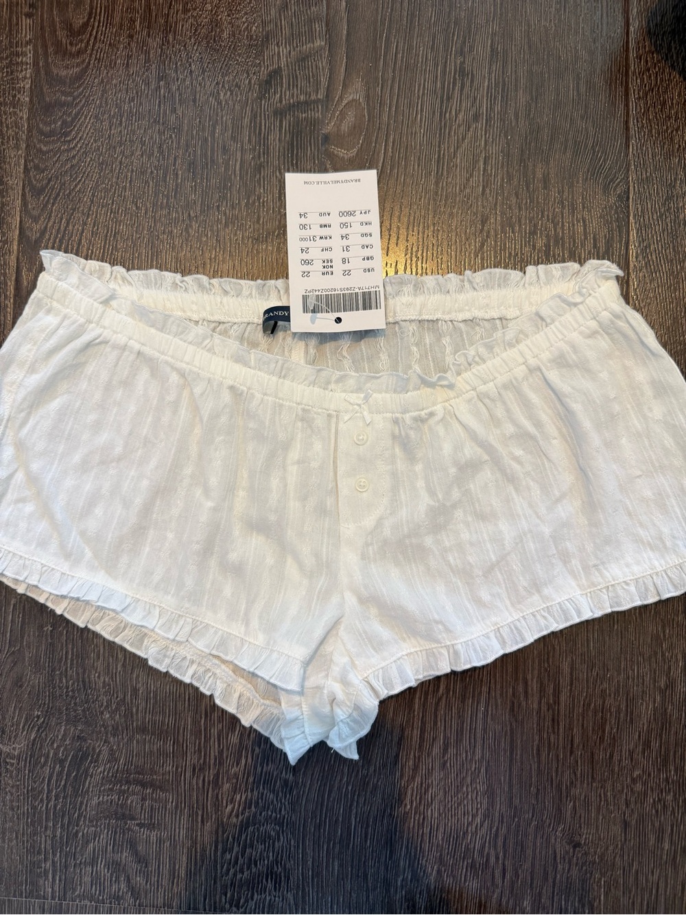 Women’s White Ruffle Cotton Sleep Shorts